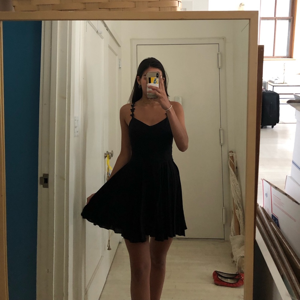 Urban outfitters black dress with flower straps